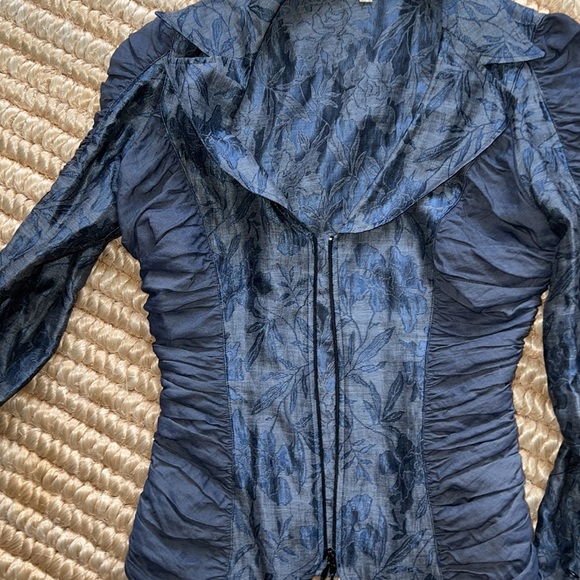 Anne Fontaine jacquard fitted rushed zipper suit jacket FR36 US 4-6 - Picture 12 of 12